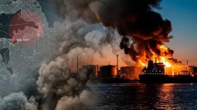 Палає російський порт Усть-Луга на Балтійському морі